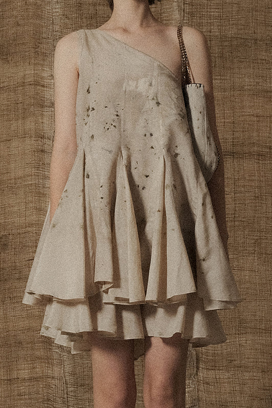 Mutedance 25 Spring/Summer Double Layer Off-shoulder Dress MD-MD25SS05-SAND